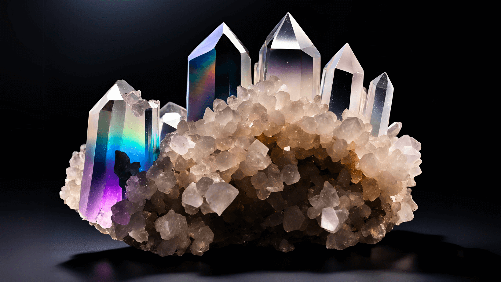 The Weird, Wild World of Quartz Crystals featuring a beautiful cluster of multi-colored quartz formations.