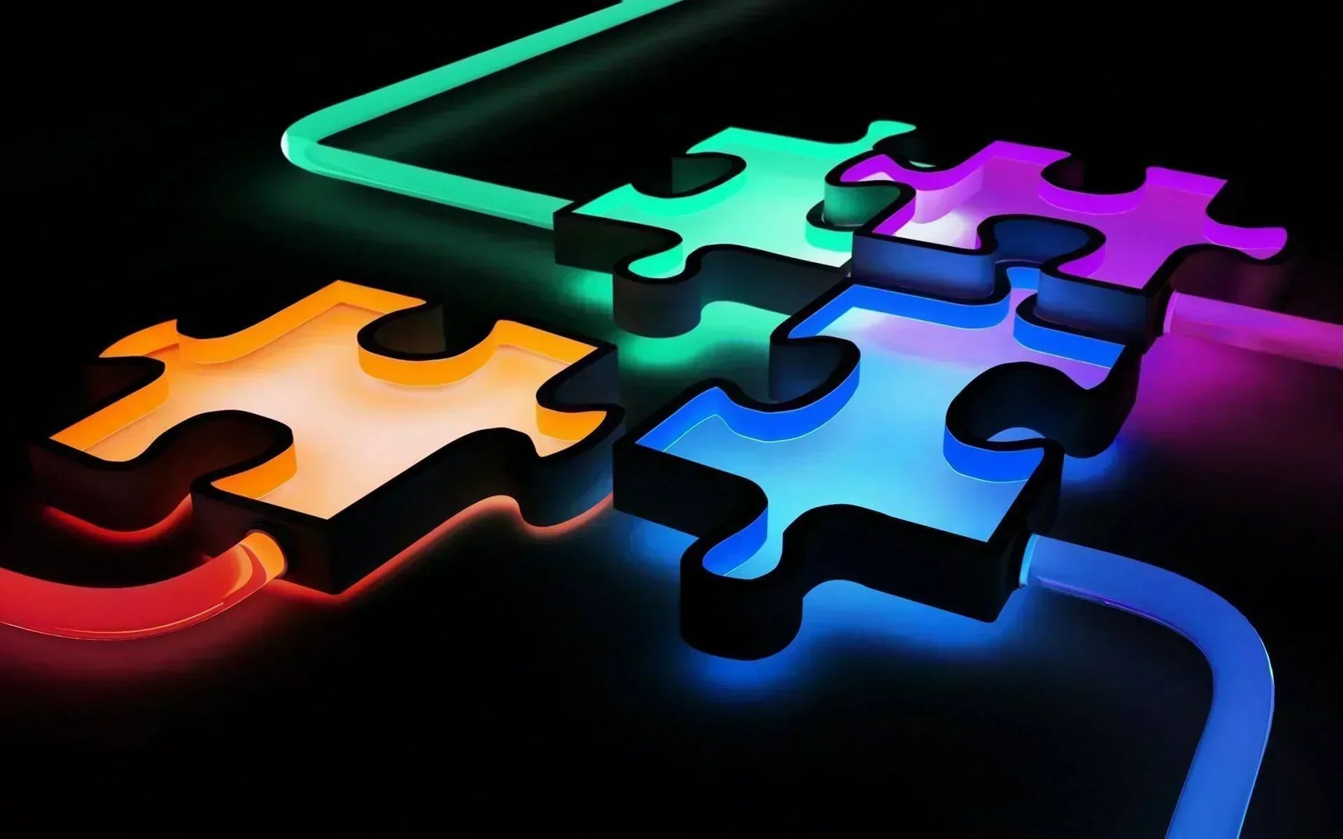 Colorful illuminated puzzle pieces symbolizing the complexity of EMF and autism discussions.