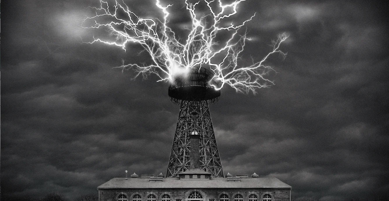 Image of a historic tower emitting lightning, relevant to magnetoreception in humans.