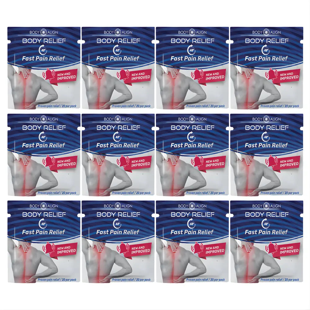Body Relief - Pain Patches displayed in packaging, designed for fast pain relief and mobility support.