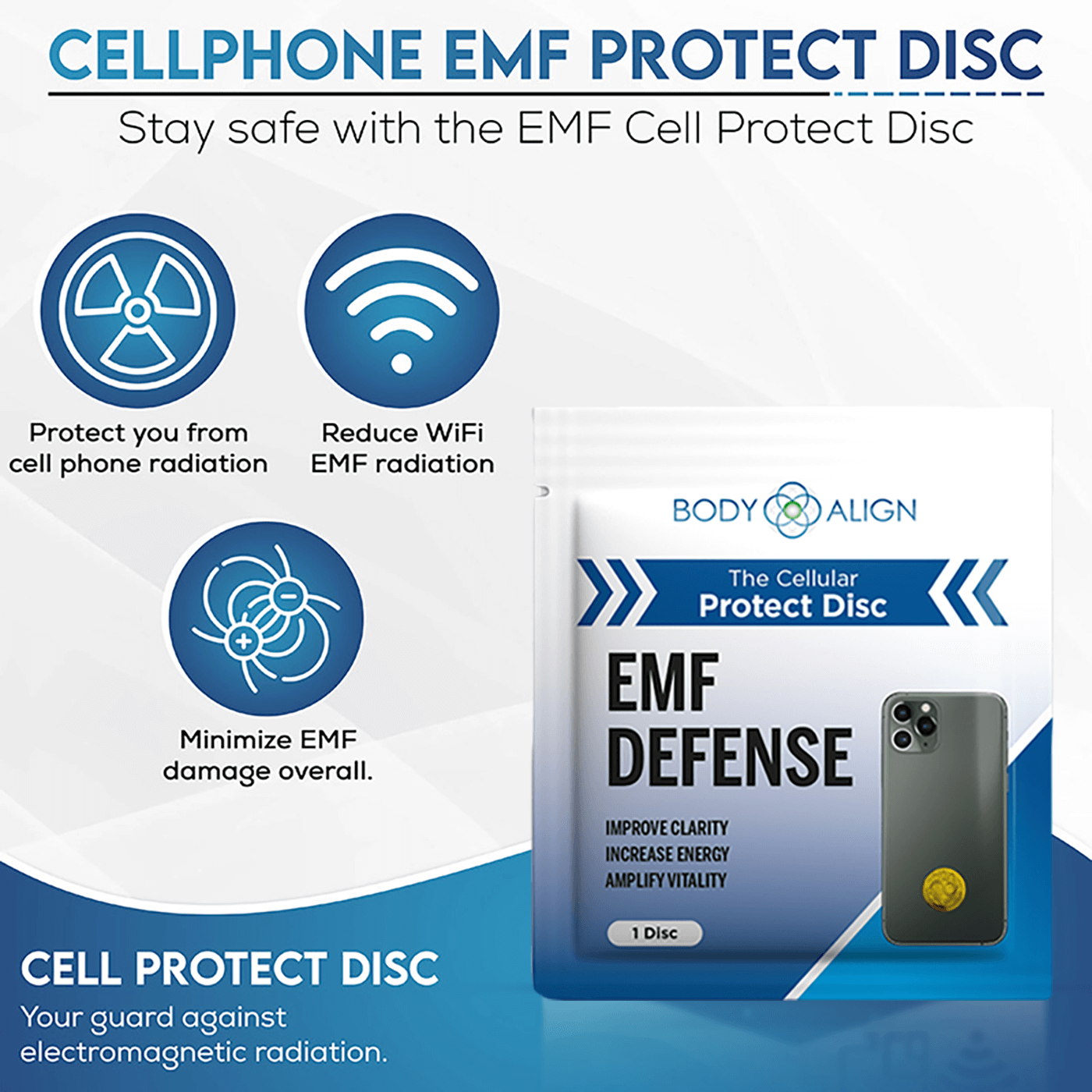 Cell phone EMF protection disc designed for mobile device EMF defense and everyday electronic wellness support.