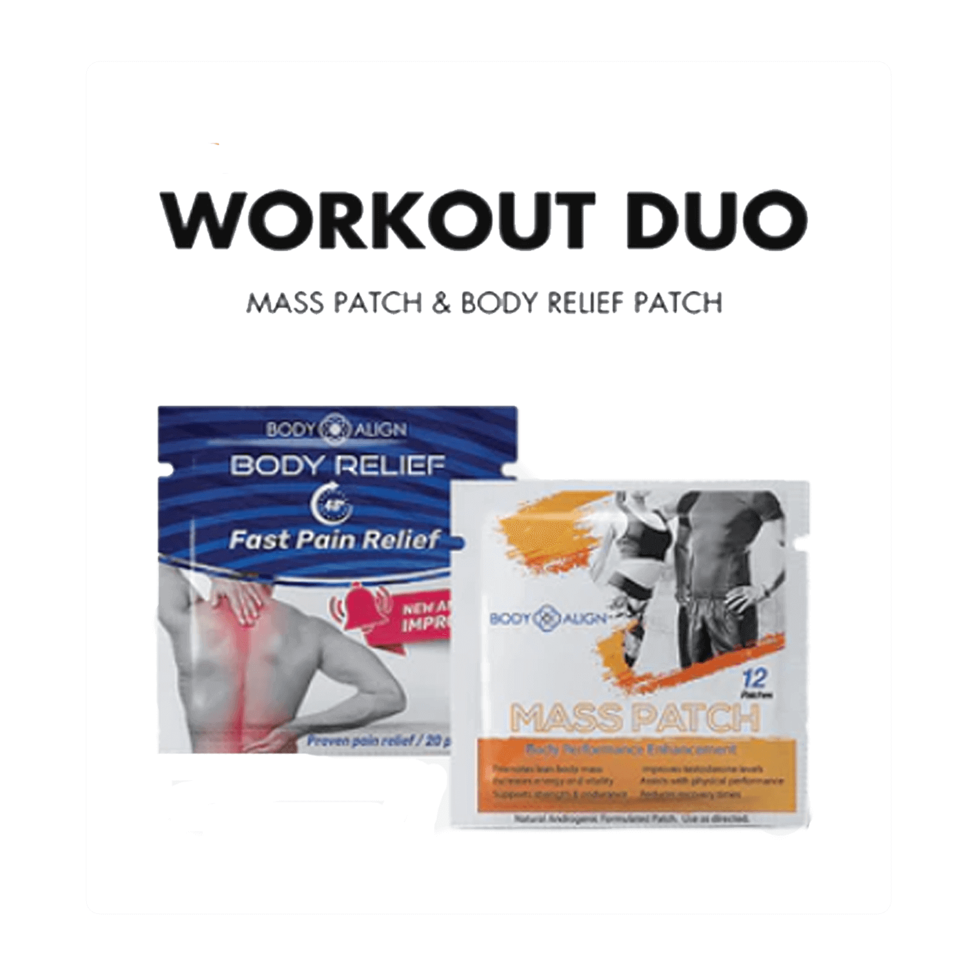 Workout Bundle - featuring Mass Patch and Body Relief Patch for pain relief.