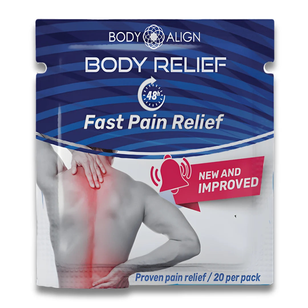 Body Relief - Pain Patches packaging showcasing fast pain relief for effective body support.