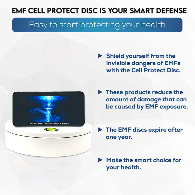 EMF Protection Discs on a device promoting health defense against EMF exposure