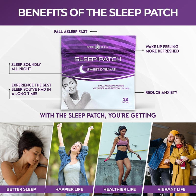 Image highlighting benefits of Sleep Patches: promoting better sleep, reducing anxiety, and enhancing overall wellness.