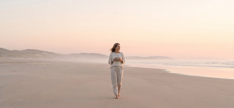 woman walking on the beach